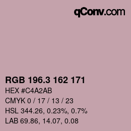 カラーコード: RGB 196.3 162 171 | qconv.com