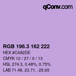 カラーコード: RGB 196.3 162 222 | qconv.com