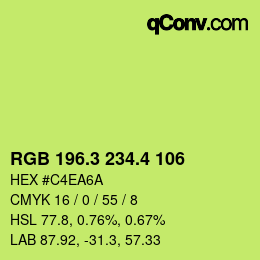 カラーコード: RGB 196.3 234.4 106 | qconv.com