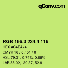 カラーコード: RGB 196.3 234.4 116 | qconv.com