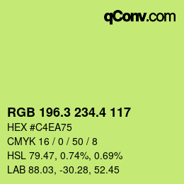 カラーコード: RGB 196.3 234.4 117 | qconv.com