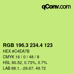 カラーコード: RGB 196.3 234.4 123 | qconv.com