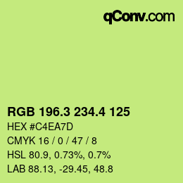 カラーコード: RGB 196.3 234.4 125 | qconv.com