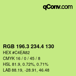カラーコード: RGB 196.3 234.4 130 | qconv.com