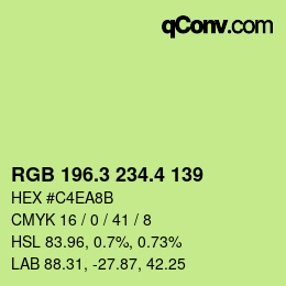 カラーコード: RGB 196.3 234.4 139 | qconv.com