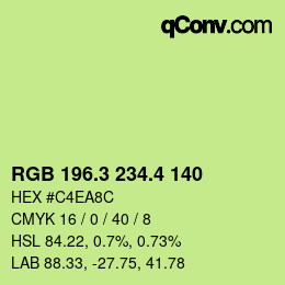 カラーコード: RGB 196.3 234.4 140 | qconv.com