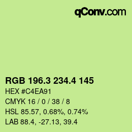 カラーコード: RGB 196.3 234.4 145 | qconv.com