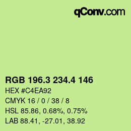カラーコード: RGB 196.3 234.4 146 | qconv.com