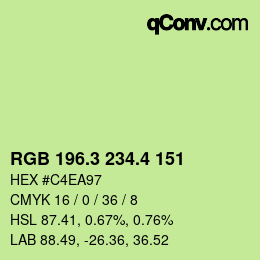 カラーコード: RGB 196.3 234.4 151 | qconv.com