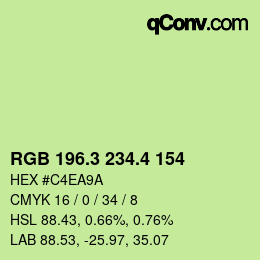 カラーコード: RGB 196.3 234.4 154 | qconv.com