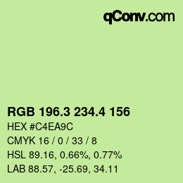 カラーコード: RGB 196.3 234.4 156 | qconv.com