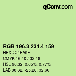 カラーコード: RGB 196.3 234.4 159 | qconv.com