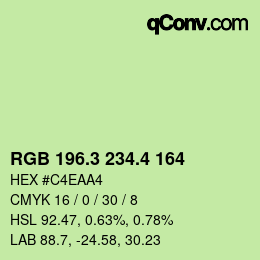 カラーコード: RGB 196.3 234.4 164 | qconv.com