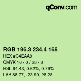 カラーコード: RGB 196.3 234.4 168 | qconv.com