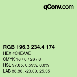 カラーコード: RGB 196.3 234.4 174 | qconv.com