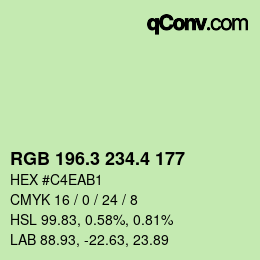 カラーコード: RGB 196.3 234.4 177 | qconv.com