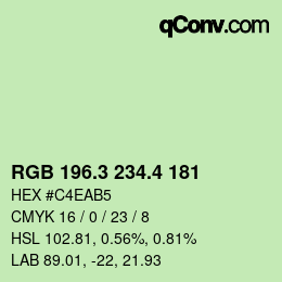 カラーコード: RGB 196.3 234.4 181 | qconv.com