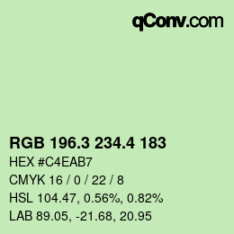 カラーコード: RGB 196.3 234.4 183 | qconv.com