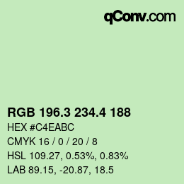 カラーコード: RGB 196.3 234.4 188 | qconv.com