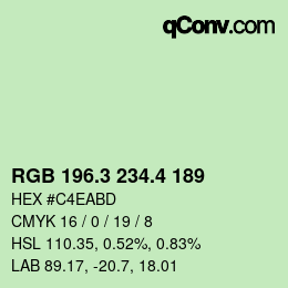カラーコード: RGB 196.3 234.4 189 | qconv.com