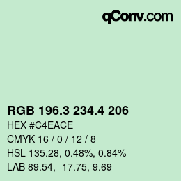 カラーコード: RGB 196.3 234.4 206 | qconv.com