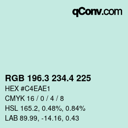 カラーコード: RGB 196.3 234.4 225 | qconv.com