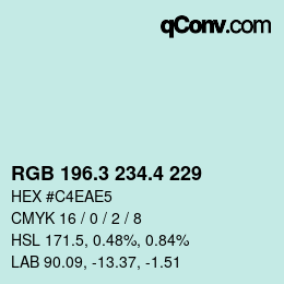 カラーコード: RGB 196.3 234.4 229 | qconv.com