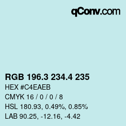 カラーコード: RGB 196.3 234.4 235 | qconv.com
