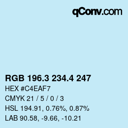 カラーコード: RGB 196.3 234.4 247 | qconv.com