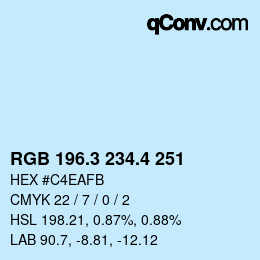 カラーコード: RGB 196.3 234.4 251 | qconv.com