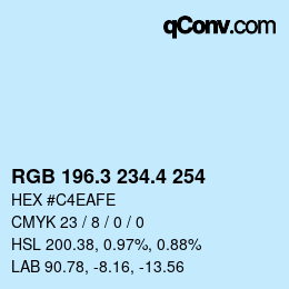カラーコード: RGB 196.3 234.4 254 | qconv.com
