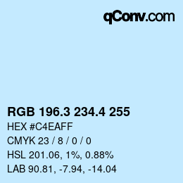 カラーコード: RGB 196.3 234.4 255 | qconv.com