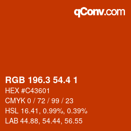 カラーコード: RGB 196.3 54.4 1 | qconv.com