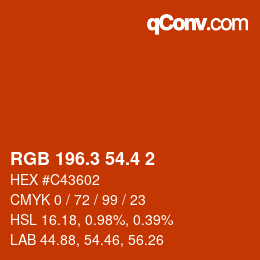カラーコード: RGB 196.3 54.4 2 | qconv.com