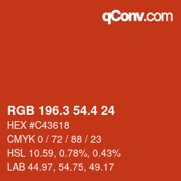 カラーコード: RGB 196.3 54.4 24 | qconv.com