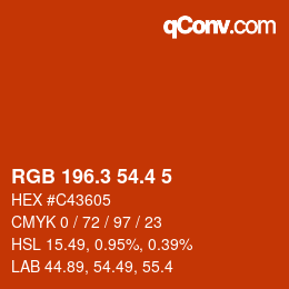 カラーコード: RGB 196.3 54.4 5 | qconv.com