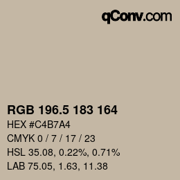 Color code: RGB 196.5 183 164 | qconv.com