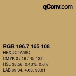 カラーコード: RGB 196.7 165 108 | qconv.com