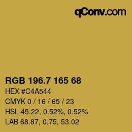 カラーコード: RGB 196.7 165 68 | qconv.com
