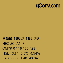 カラーコード: RGB 196.7 165 79 | qconv.com