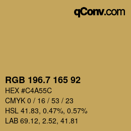 カラーコード: RGB 196.7 165 92 | qconv.com