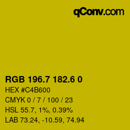 カラーコード: RGB 196.7 182.6 0 | qconv.com
