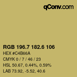 カラーコード: RGB 196.7 182.6 106 | qconv.com