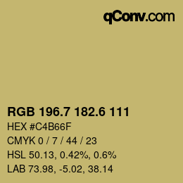カラーコード: RGB 196.7 182.6 111 | qconv.com