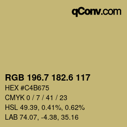 カラーコード: RGB 196.7 182.6 117 | qconv.com