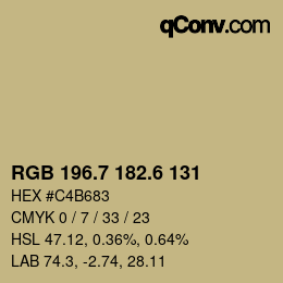 カラーコード: RGB 196.7 182.6 131 | qconv.com