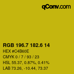 カラーコード: RGB 196.7 182.6 14 | qconv.com