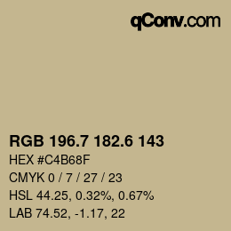 カラーコード: RGB 196.7 182.6 143 | qconv.com