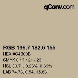 カラーコード: RGB 196.7 182.6 155 | qconv.com