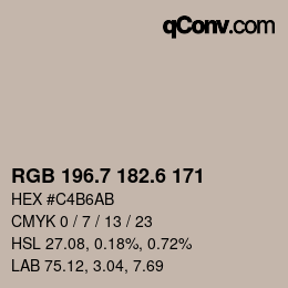 カラーコード: RGB 196.7 182.6 171 | qconv.com